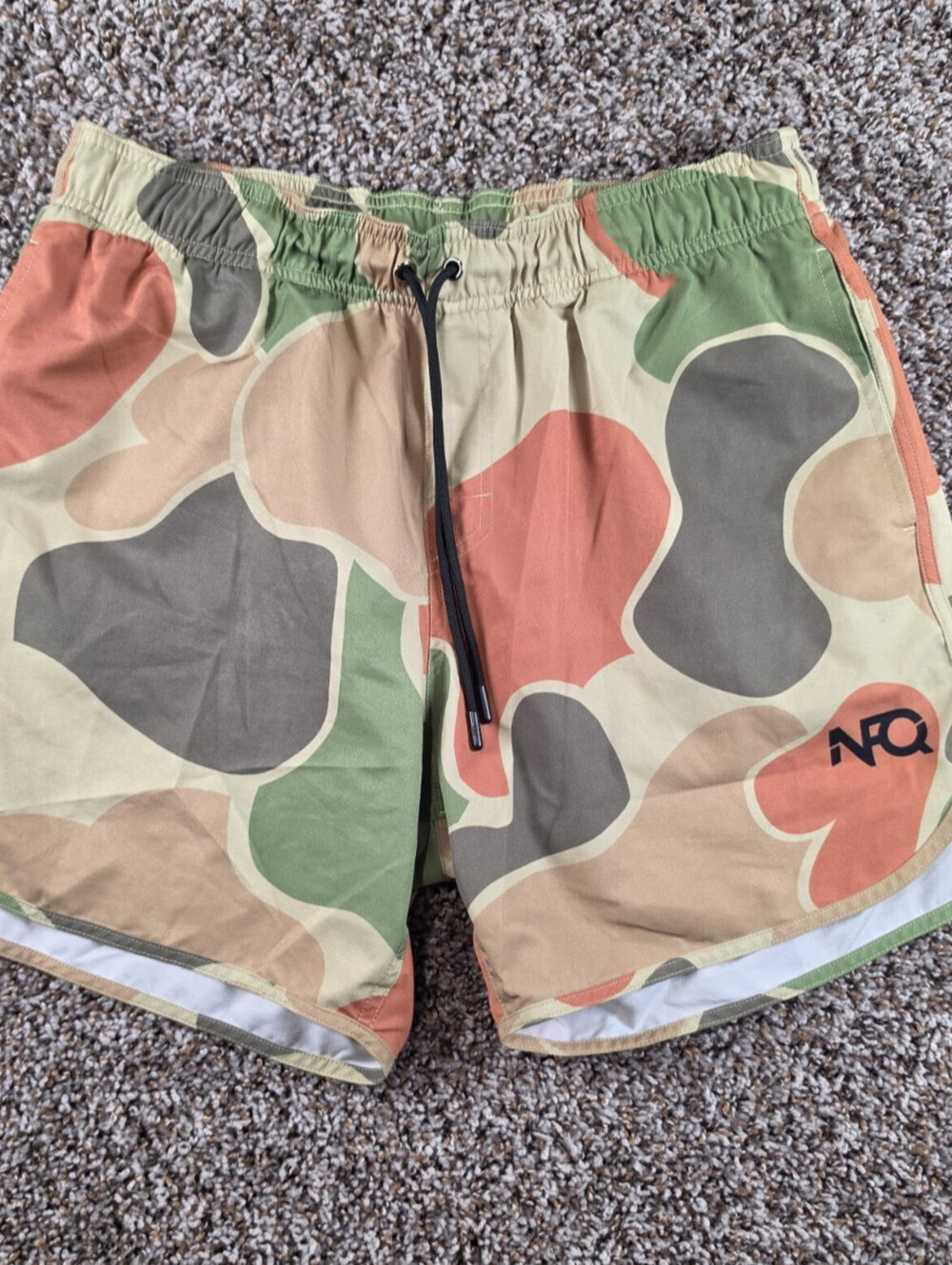 NFQ Athletic Lined Shorts Men L Brown Green Tan Camo